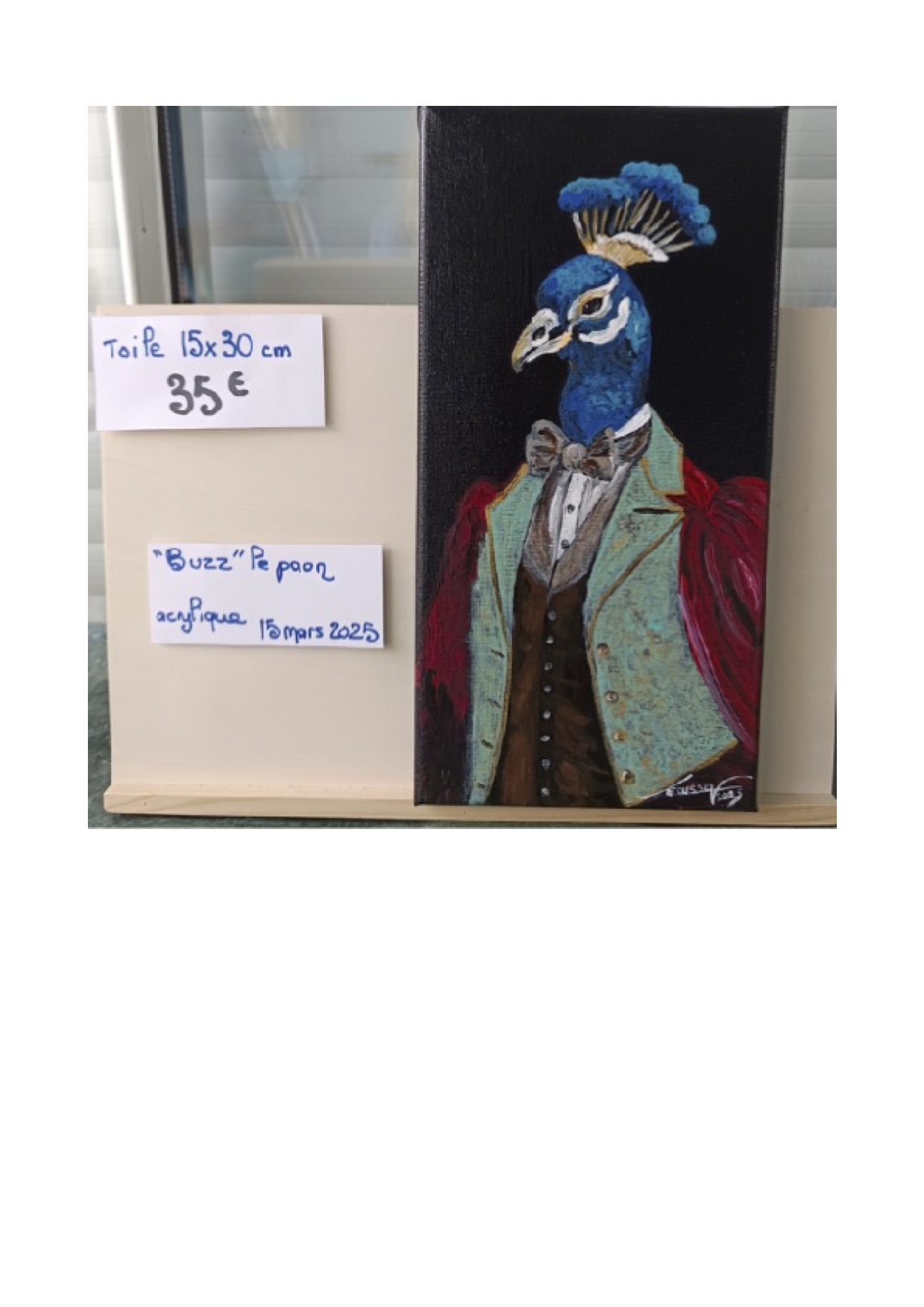 Buzz le paon 15 x 30 cm